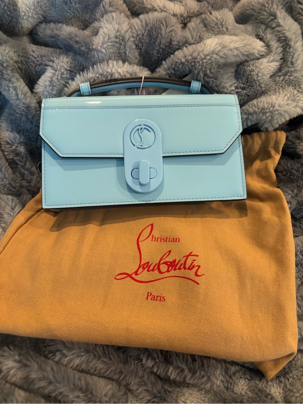 Christian Louboutin Patent Mini Top-Handle Bag in Baby Blue